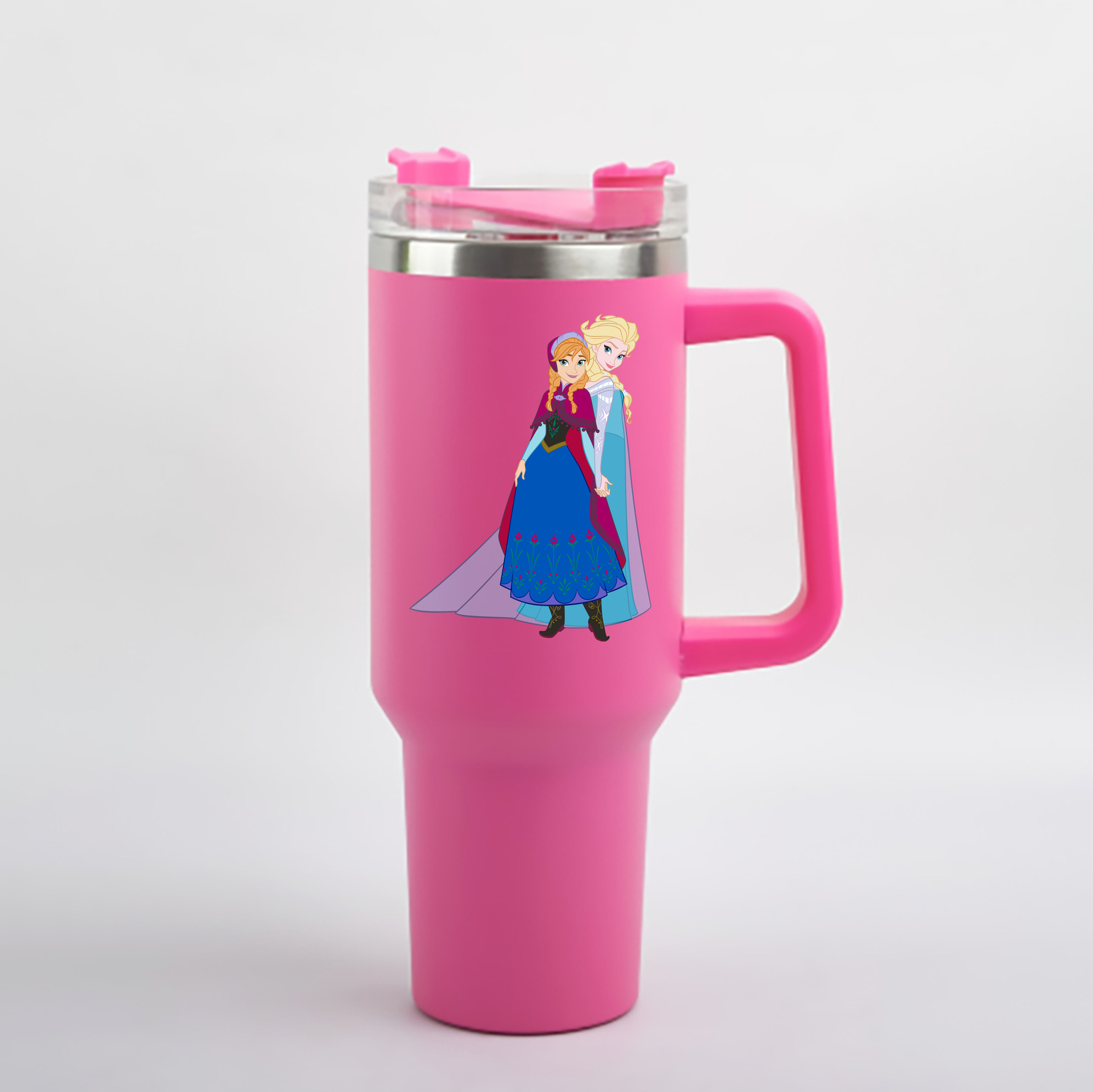 （画像用） アナと雪の女王 アンナ エルサ Frozen Anna Elsa 1200mL車用タンブラー - クリスタルステッカー（プラスチックストロー付き）